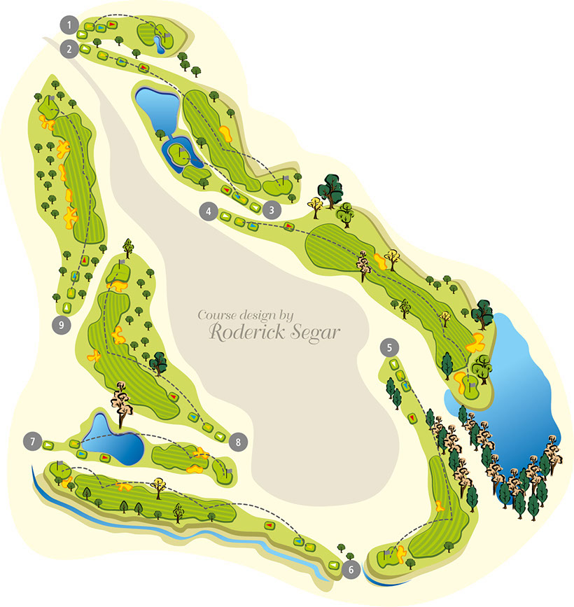 Illustrated map of the nine-hole course